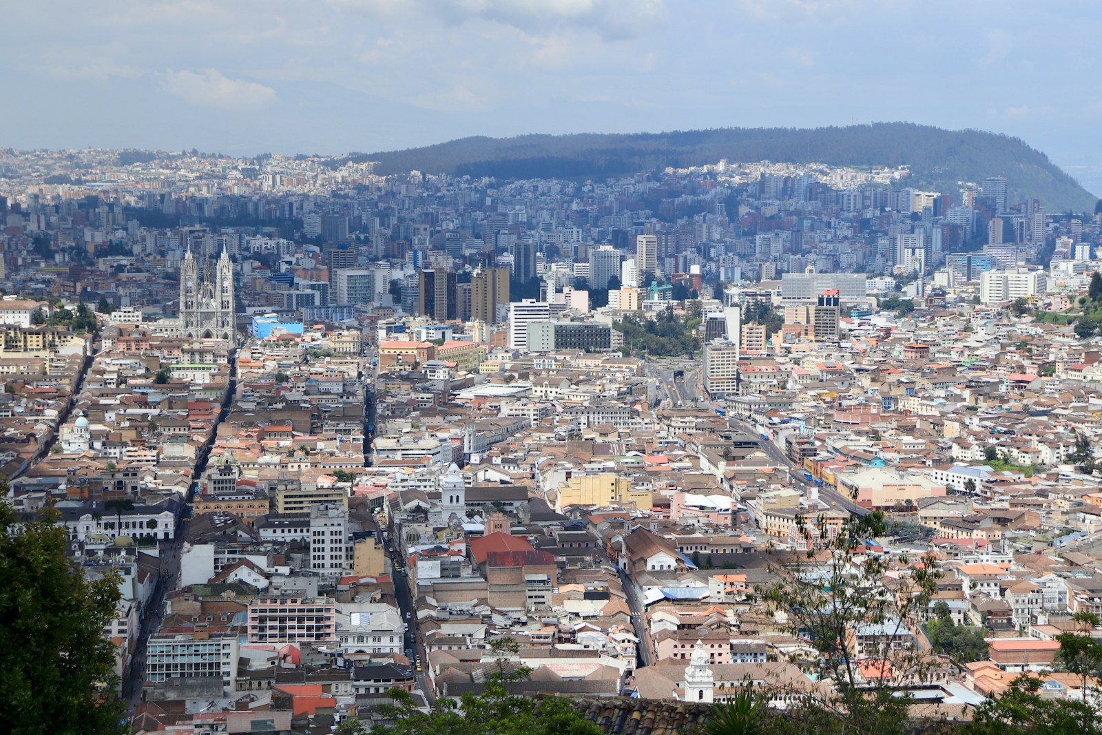 Aerial view of a modern residential neighborhood in Quito, Ecuador